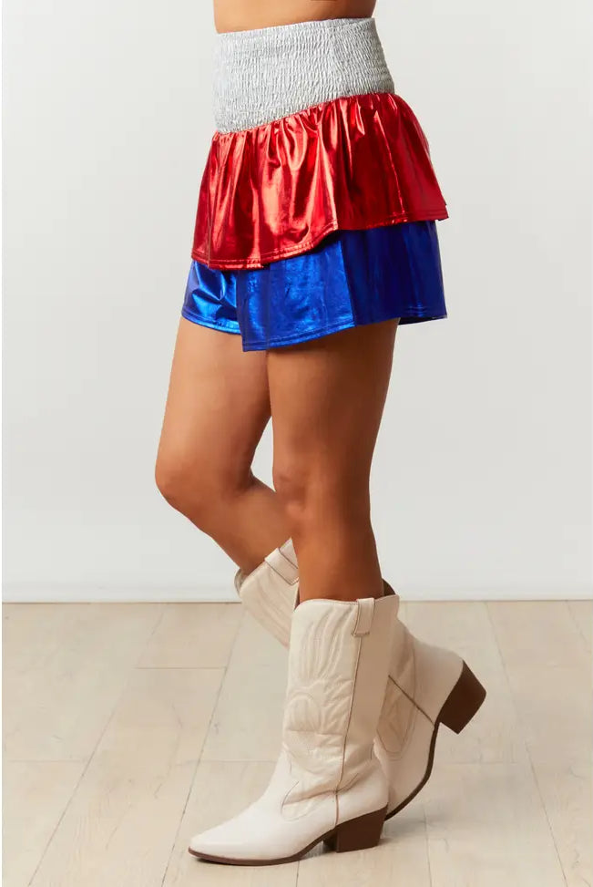 Game Day Foil Skort-Skorts-Deadwood South Boutique & Company-Deadwood South Boutique, Women's Fashion Boutique in Henderson, TX