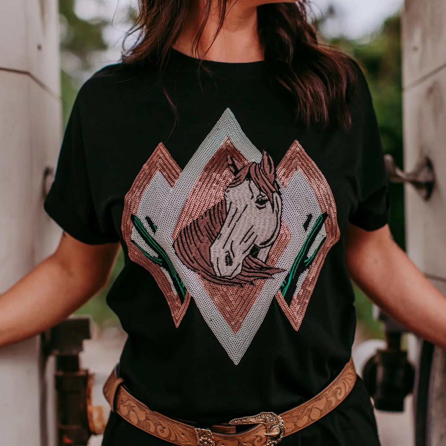 Desperado Sequin Tee Dress-Tops & Tees-Deadwood South Boutique & Company LLC-Deadwood South Boutique, Women's Fashion Boutique in Henderson, TX