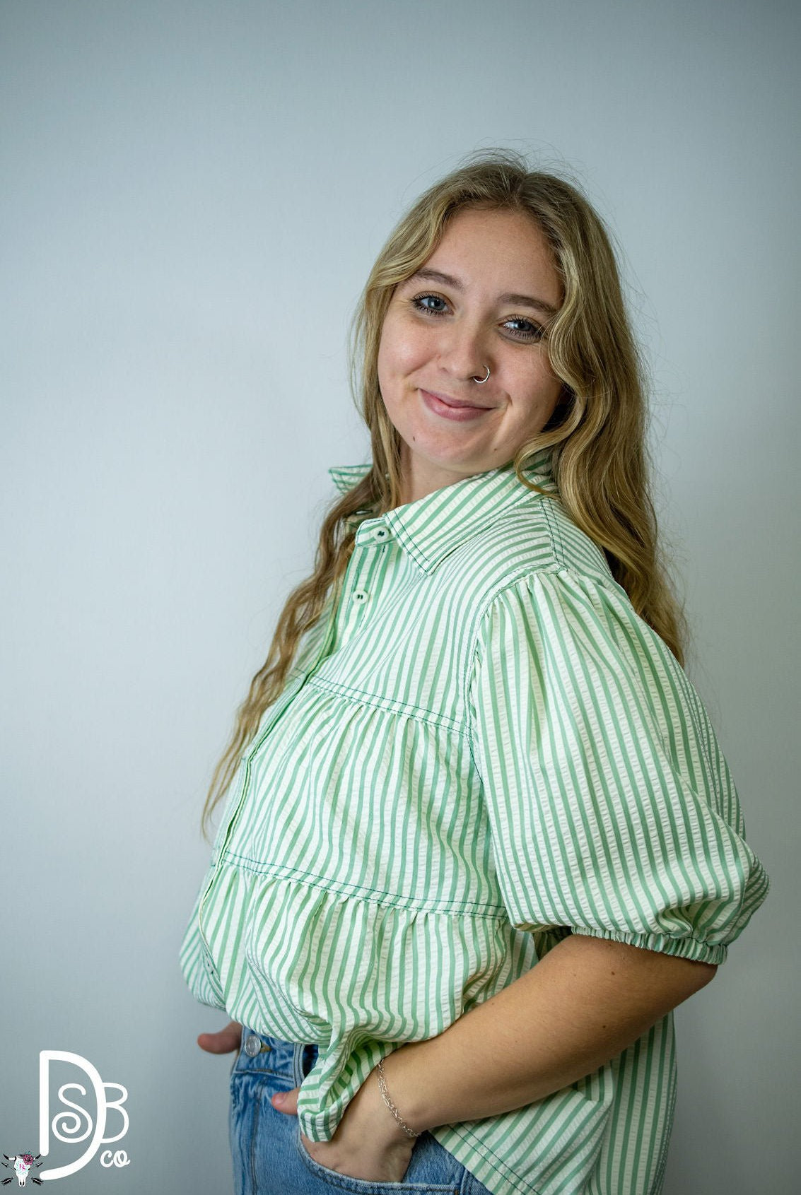 1/2 Sleeve Striped Button - Down Top - Deadwood South Boutique & Company LLC