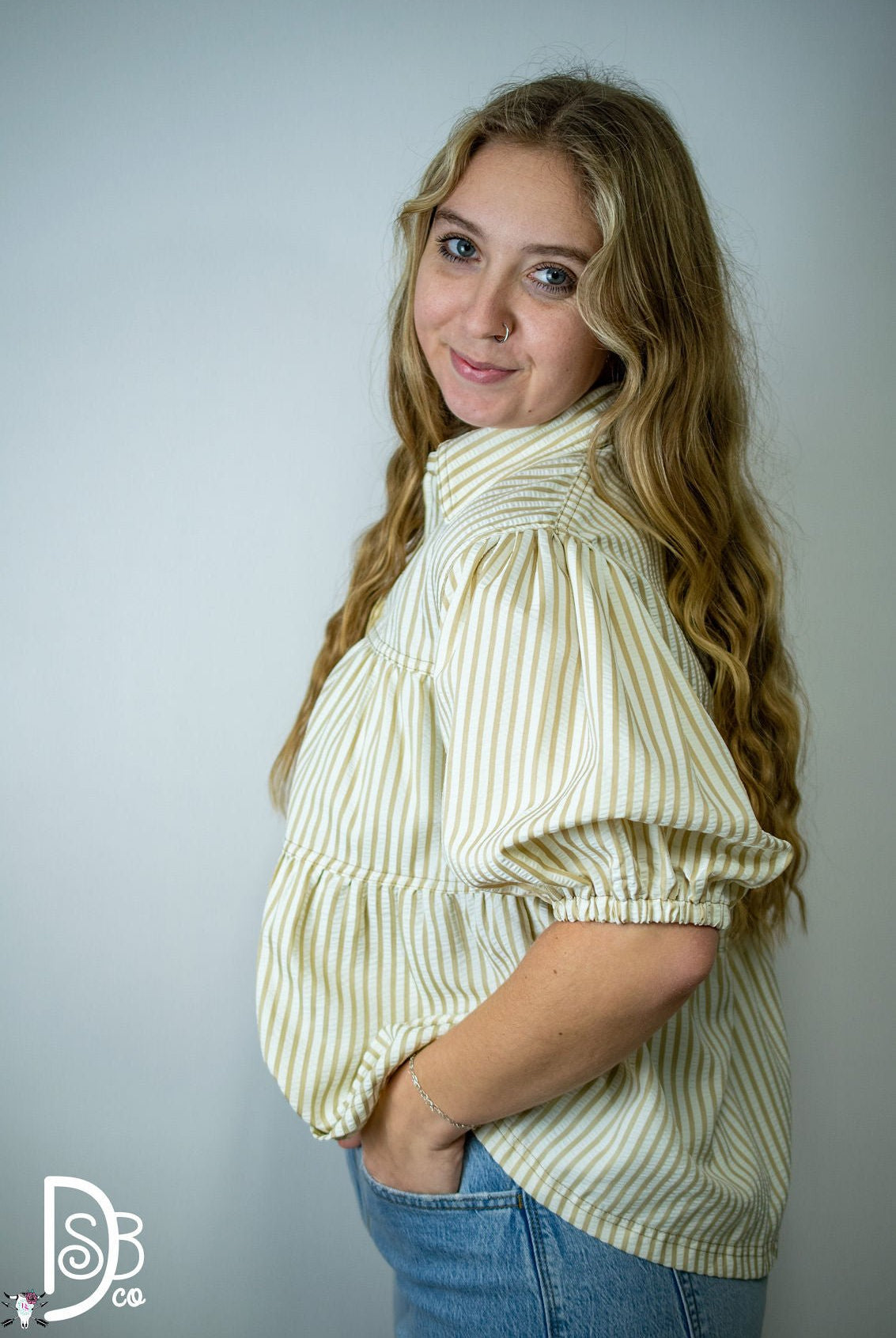 1/2 Sleeve Striped Button - Down Top - Deadwood South Boutique & Company LLC