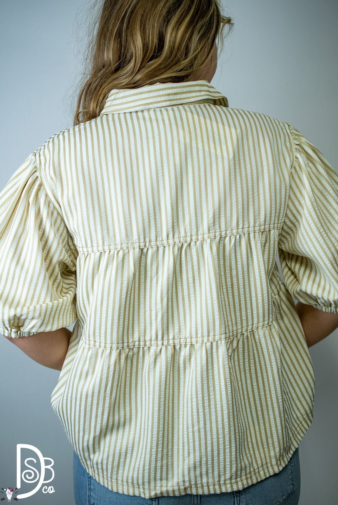 1/2 Sleeve Striped Button - Down Top - Deadwood South Boutique & Company LLC