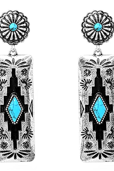 Rectangle Aztec Fashion Earrings-Earrings-Deadwood South Boutique & Company-Deadwood South Boutique, Women's Fashion Boutique in Henderson, TX