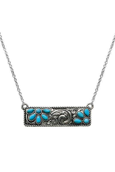 Casper Silver & Turquoise Fashion Bar Necklace-Necklaces-Deadwood South Boutique & Company LLC-Deadwood South Boutique, Women's Fashion Boutique in Henderson, TX