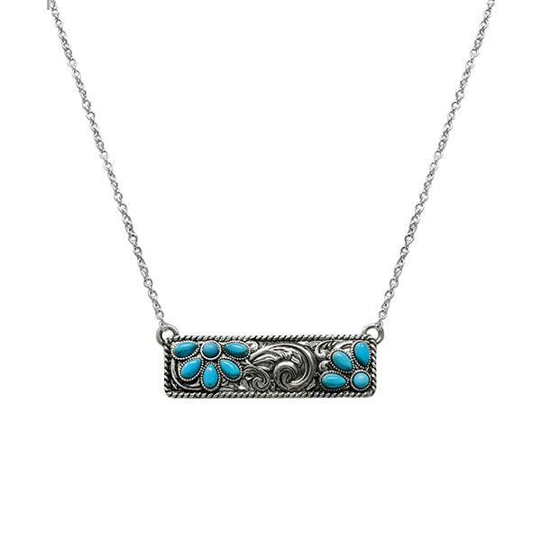 Casper Silver & Turquoise Fashion Bar Necklace-Necklaces-Deadwood South Boutique & Company LLC-Deadwood South Boutique, Women's Fashion Boutique in Henderson, TX