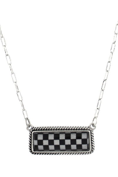 Checkered Bar Necklace-Jewelry-Deadwood South Boutique & Company LLC-Deadwood South Boutique, Women's Fashion Boutique in Henderson, TX