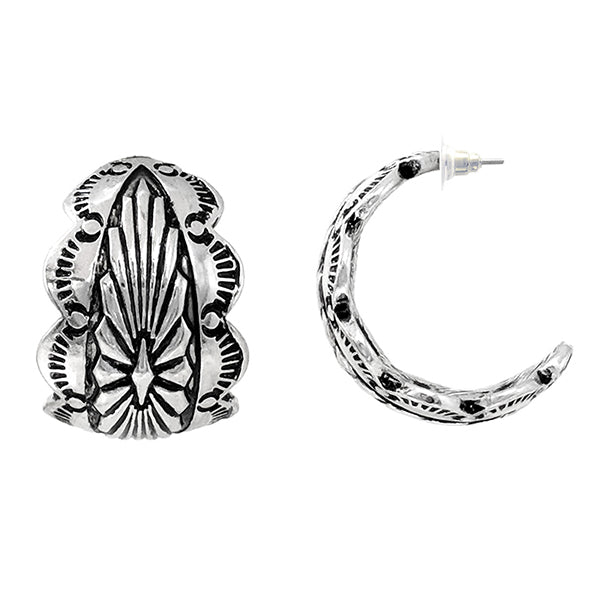 Carter Silver Hoop Fashion Earrings-Jewelry-Deadwood South Boutique & Company LLC-Deadwood South Boutique, Women's Fashion Boutique in Henderson, TX