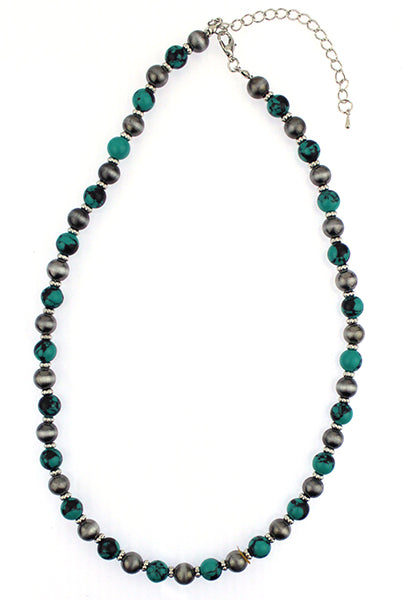 Marcy May Silver Pearl & Turquoise Fashion Necklace-Jewelry-Deadwood South Boutique & Company LLC-Deadwood South Boutique, Women's Fashion Boutique in Henderson, TX