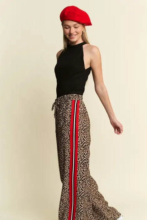 Millie Leopard Contrast Trouser Pant-Women's Trouser Pant-Deadwood South Boutique & Company LLC-Deadwood South Boutique, Women's Fashion Boutique in Henderson, TX