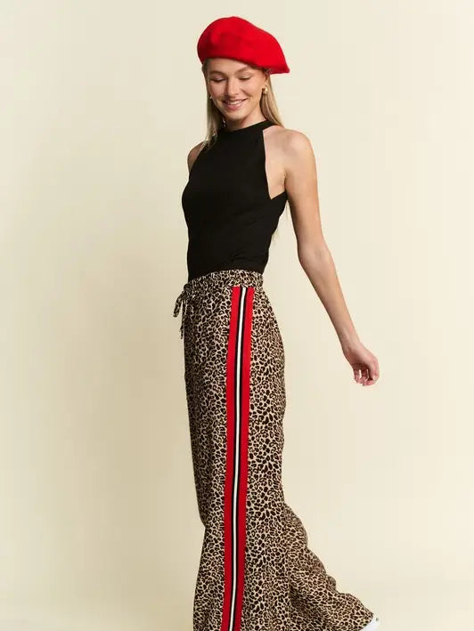 Millie Leopard Contrast Trouser Pant-Women's Trouser Pant-Deadwood South Boutique & Company LLC-Deadwood South Boutique, Women's Fashion Boutique in Henderson, TX