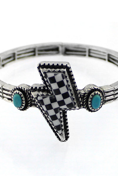 Checker Bolt Fashion Bracelet-Jewelry-Deadwood South Boutique & Company LLC-Deadwood South Boutique, Women's Fashion Boutique in Henderson, TX
