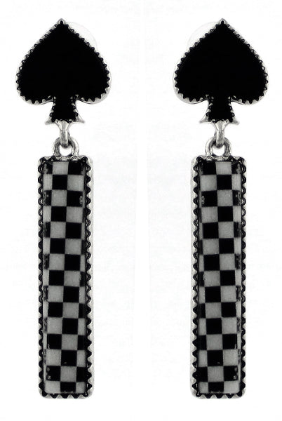 Card Suit Checkered Earrings-Jewelry-Deadwood South Boutique & Company LLC-Deadwood South Boutique, Women's Fashion Boutique in Henderson, TX