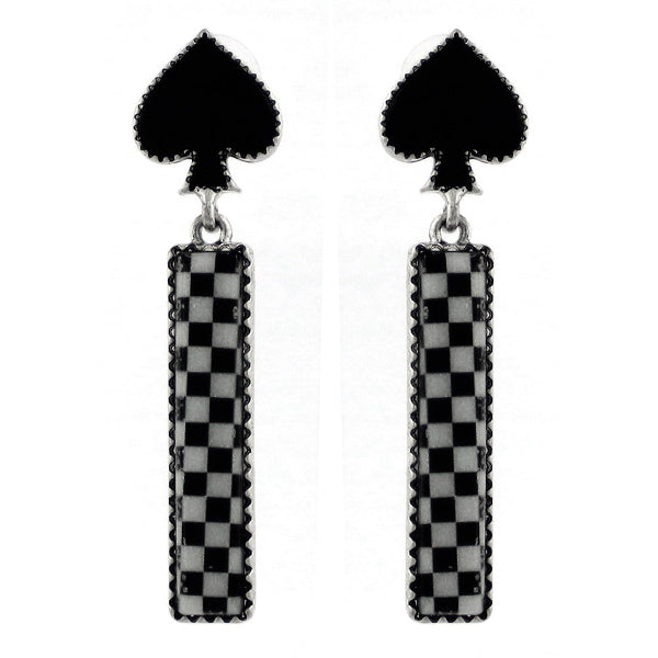 Card Suit Checkered Earrings-Jewelry-Deadwood South Boutique & Company LLC-Deadwood South Boutique, Women's Fashion Boutique in Henderson, TX