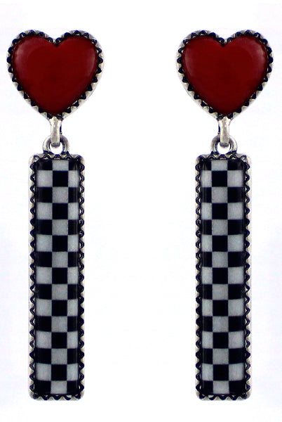 Card Suit Checkered Earrings-Jewelry-Deadwood South Boutique & Company LLC-Deadwood South Boutique, Women's Fashion Boutique in Henderson, TX