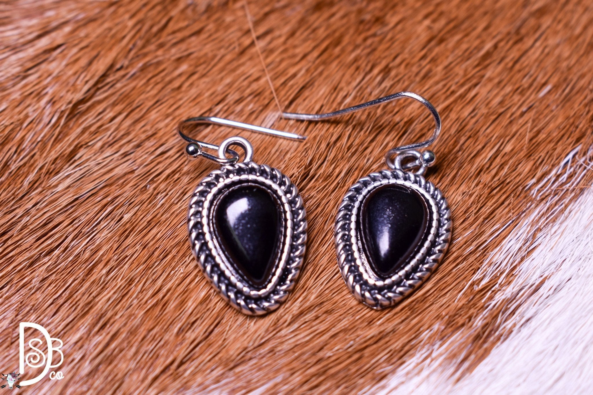 12mm Drop Stone Black Fashion Earrings - Deadwood South Boutique & Company LLC