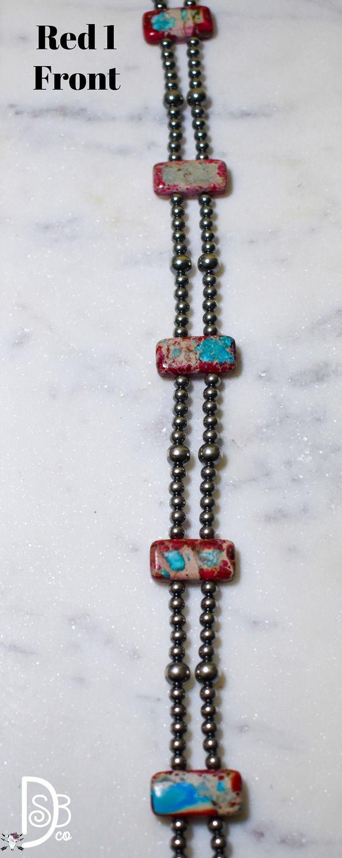 13” Sterling Silver Pearls & Rectangle Variscite Turquoise Choker - Deadwood South Boutique & Company LLC