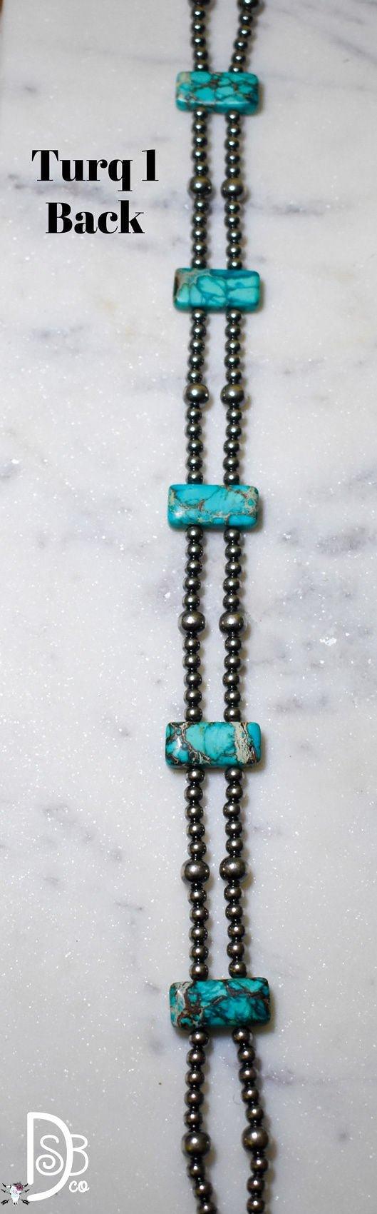 13” Sterling Silver Pearls & Rectangle Variscite Turquoise Choker - Deadwood South Boutique & Company LLC