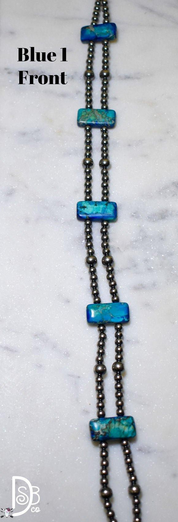 13” Sterling Silver Pearls & Rectangle Variscite Turquoise Choker - Deadwood South Boutique & Company LLC