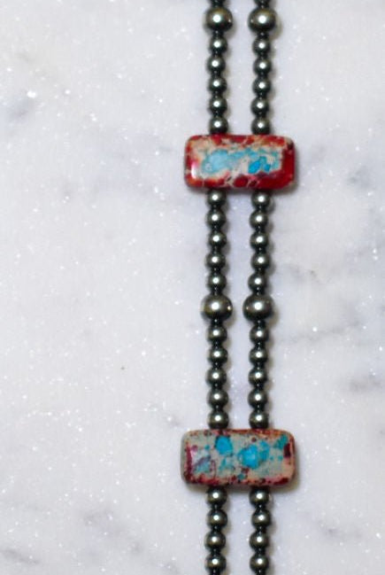 13” Sterling Silver Pearls & Rectangle Variscite Turquoise Choker - Deadwood South Boutique & Company LLC