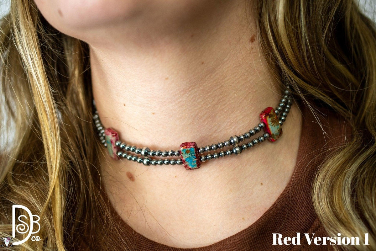13” Sterling Silver Pearls & Rectangle Variscite Turquoise Choker - Deadwood South Boutique & Company LLC