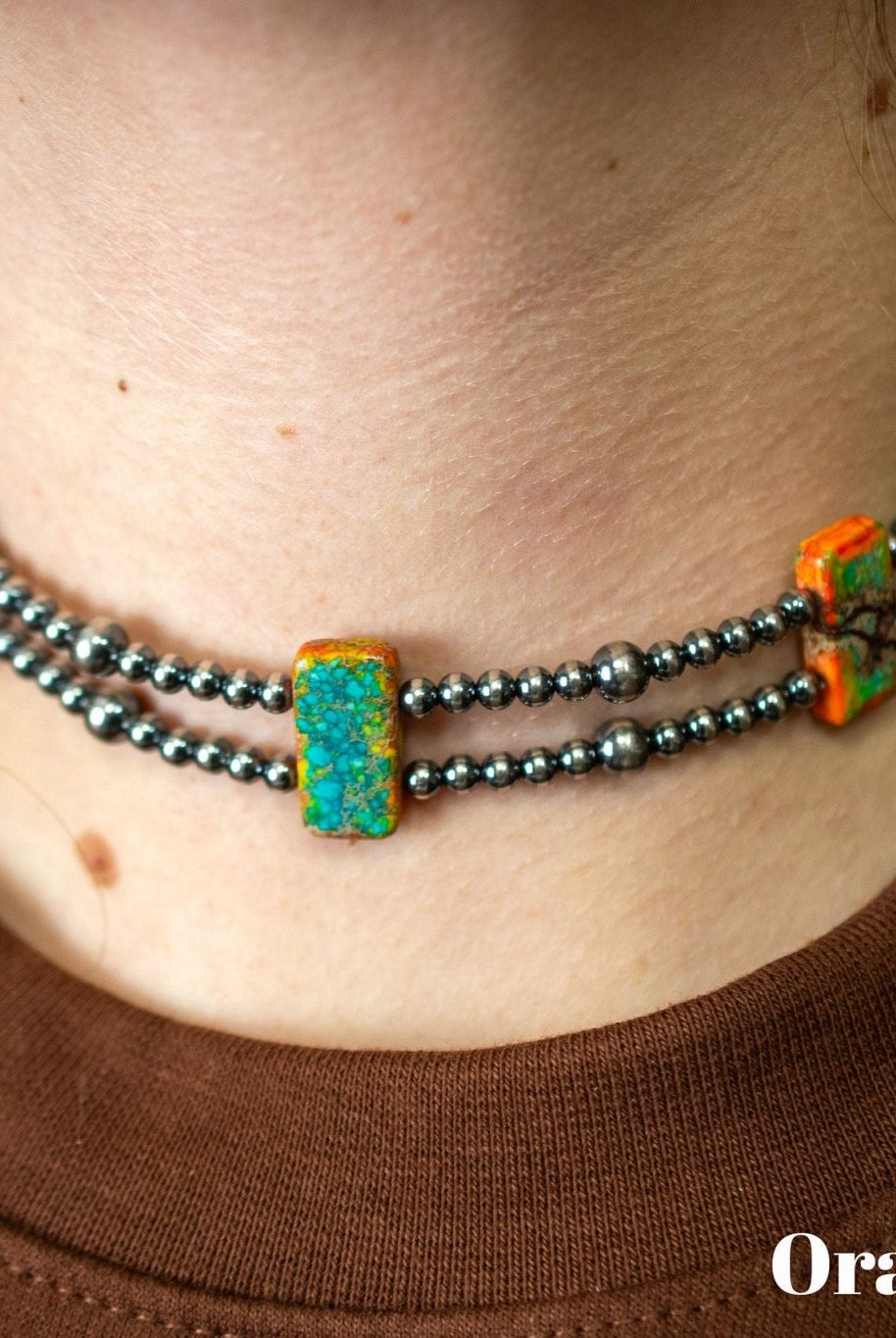 13” Sterling Silver Pearls & Rectangle Variscite Turquoise Choker - Deadwood South Boutique & Company LLC