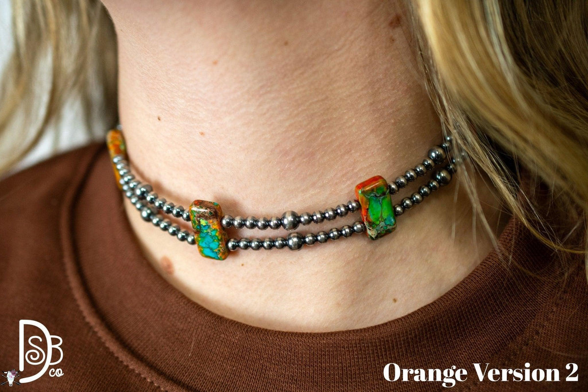 13” Sterling Silver Pearls & Rectangle Variscite Turquoise Choker - Deadwood South Boutique & Company LLC