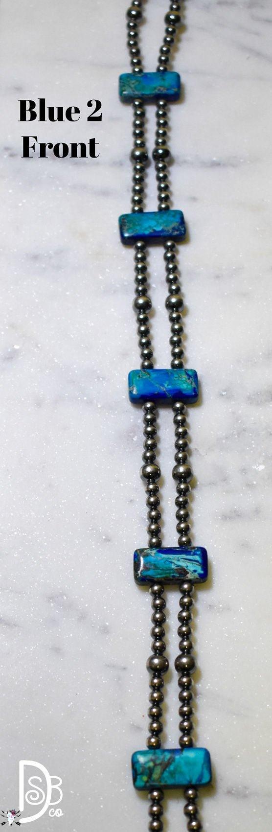 13” Sterling Silver Pearls & Rectangle Variscite Turquoise Choker - Deadwood South Boutique & Company LLC
