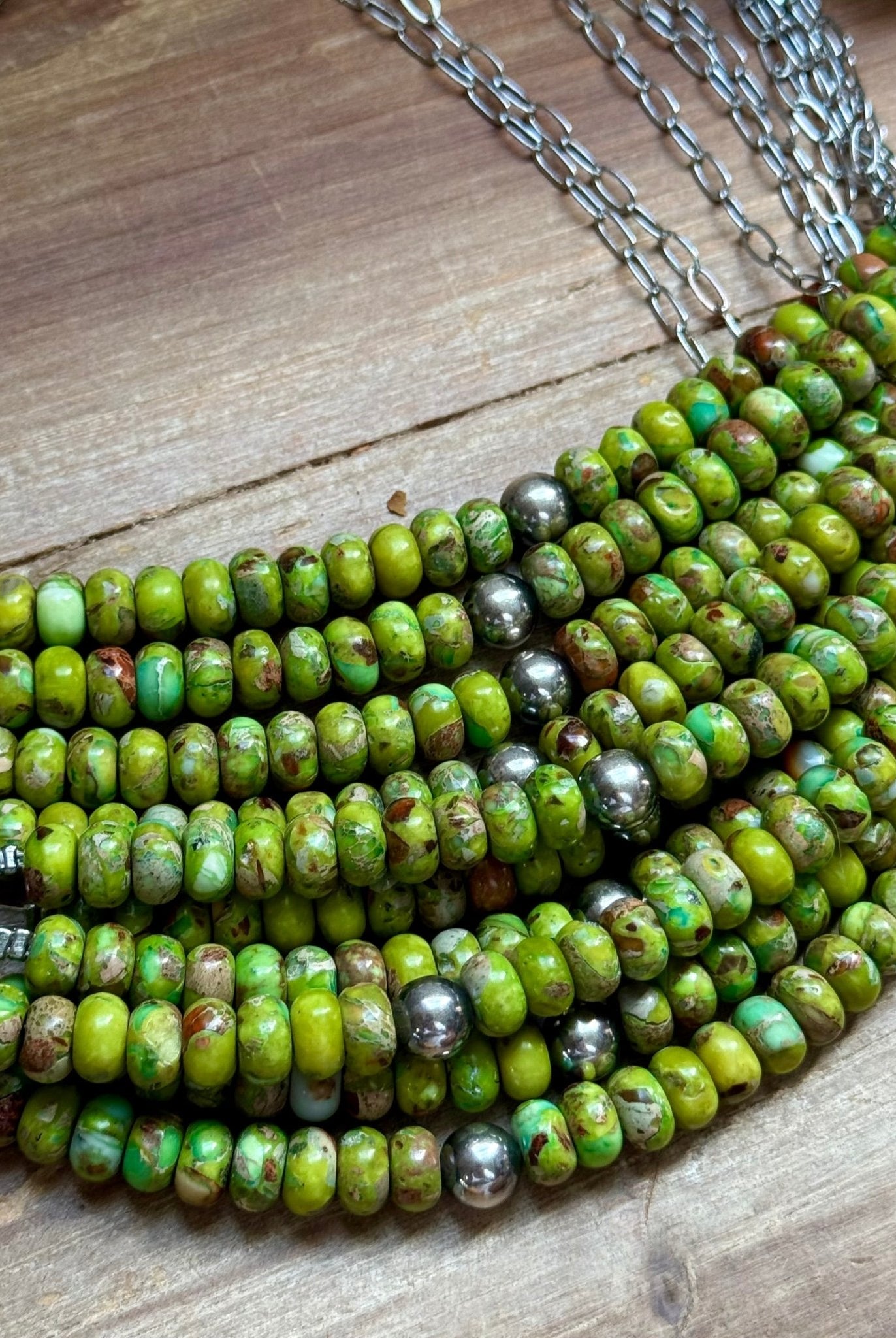 16” Green Variscite Paperclip Necklace – Sterling Silver Accent - Deadwood South Boutique & Company LLC