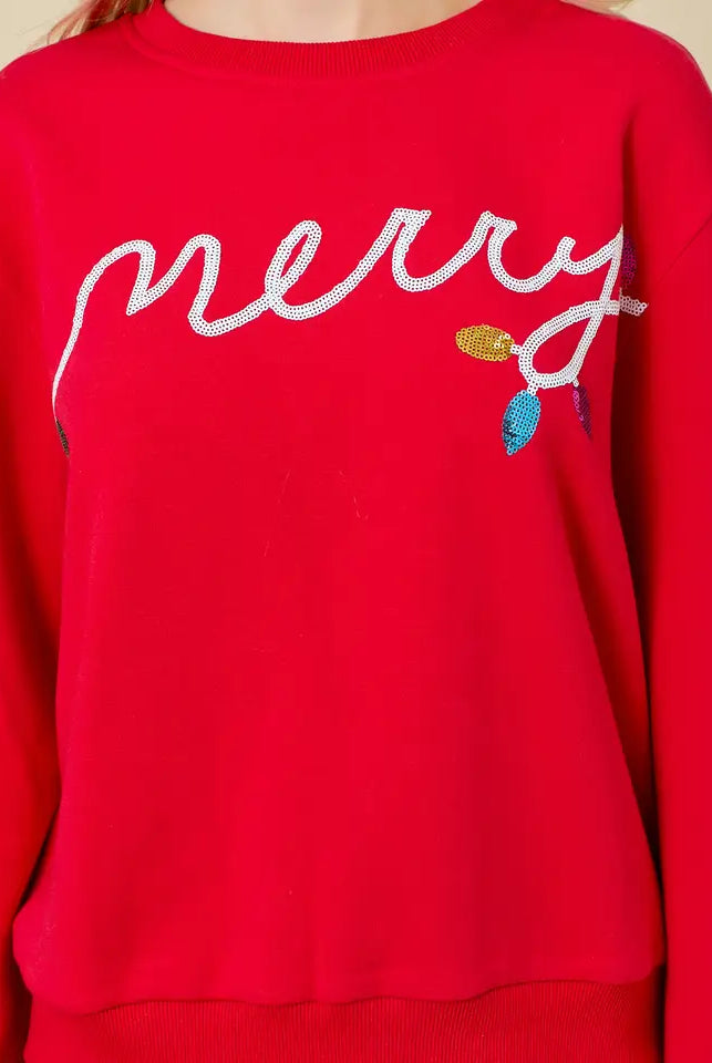 Merry Sequin Christmas Lights Shirt and Shorts-Tops & Tees-Deadwood South Boutique & Company LLC-Deadwood South Boutique, Women's Fashion Boutique in Henderson, TX