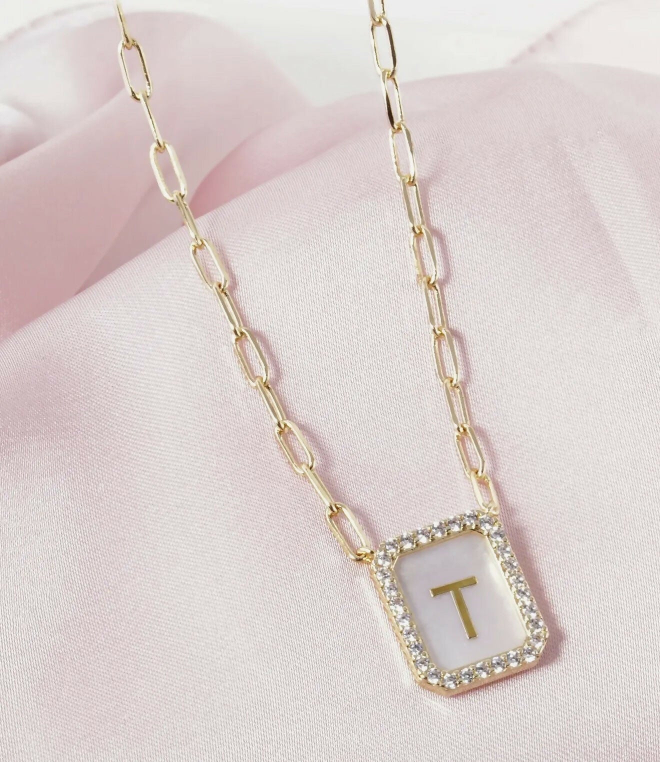18K CZ Pearl Initial Necklace - Deadwood South Boutique & Company LLC
