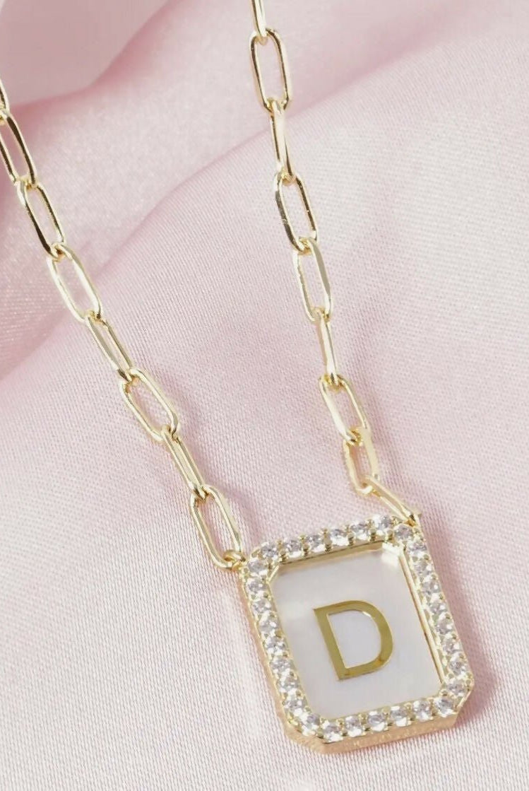 18K CZ Pearl Initial Necklace - Deadwood South Boutique & Company LLC