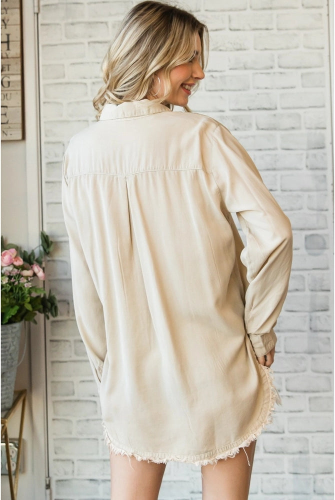 Delilah Denim Button Down Top-Denim Top-Deadwood South Boutique & Company LLC-Deadwood South Boutique, Women's Fashion Boutique in Henderson, TX