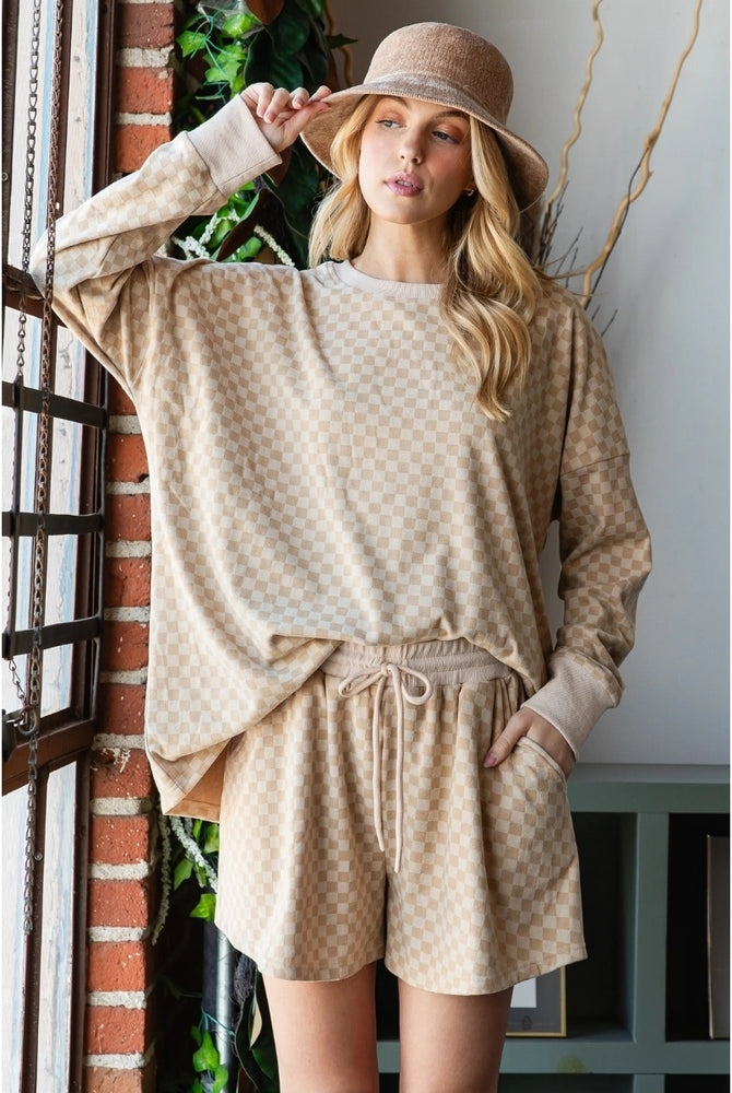 Veveret Checkered Shirt & Shorts-Tops & Tees-Deadwood South Boutique & Company LLC-Deadwood South Boutique, Women's Fashion Boutique in Henderson, TX