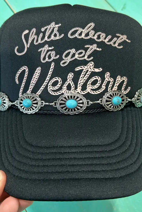 Vibes Small Fashion Turquoise & Silver Oval Trucker Cap Chain-Accessories-Deadwood South Boutique & Company-Deadwood South Boutique, Women's Fashion Boutique in Henderson, TX