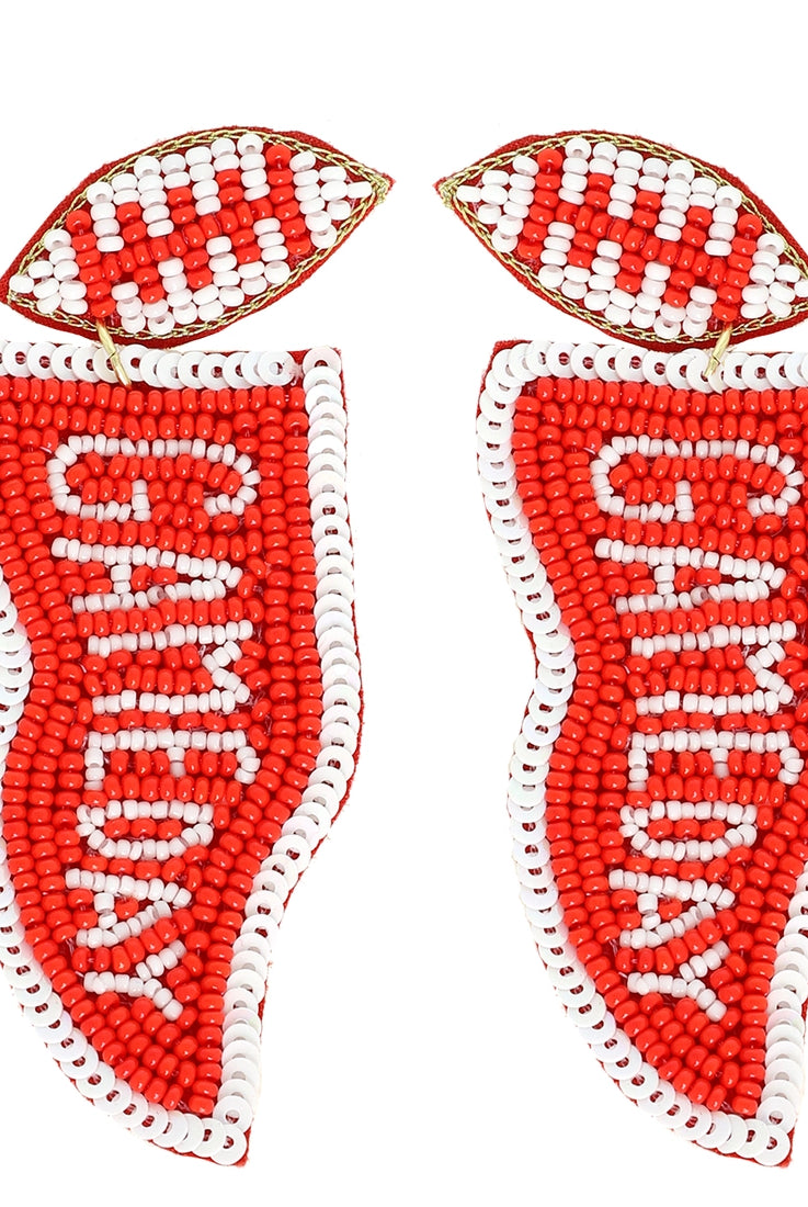 Game Day Flag Pendant Earrings-Earrings-Deadwood South Boutique & Company LLC-Deadwood South Boutique, Women's Fashion Boutique in Henderson, TX