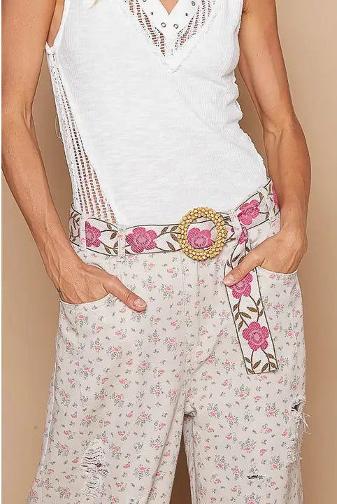Pink Floral Belt-Belts-Deadwood South Boutique & Company LLC-Deadwood South Boutique, Women's Fashion Boutique in Henderson, TX