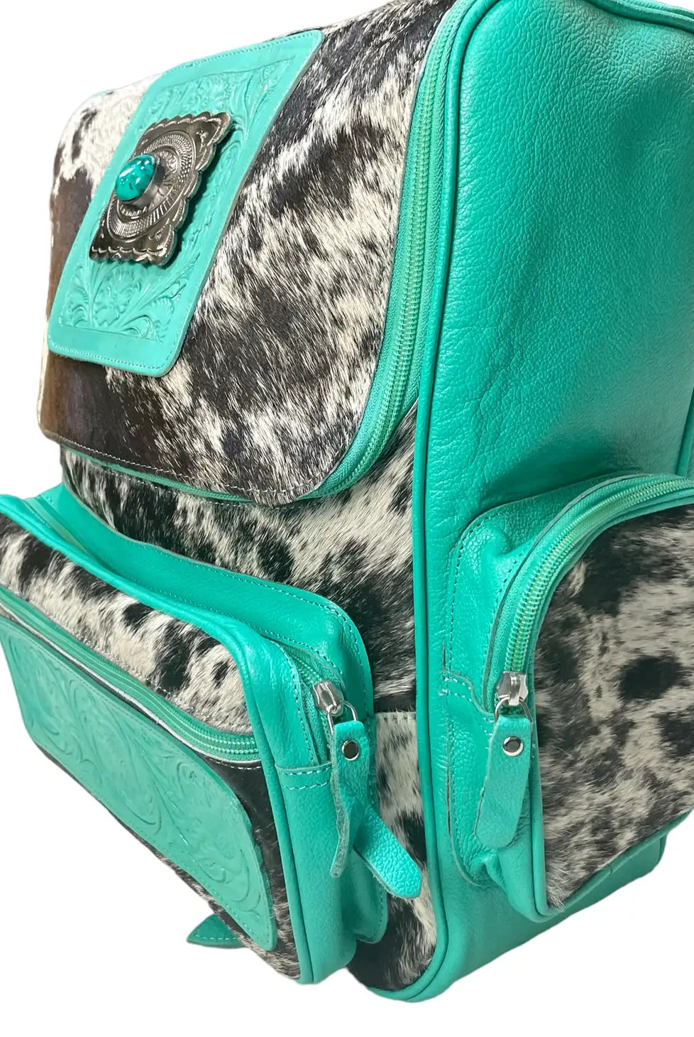 The Turquoise Concho Cowhide Backpack-Bags & Purses-Deadwood South Boutique & Company-Deadwood South Boutique, Women's Fashion Boutique in Henderson, TX