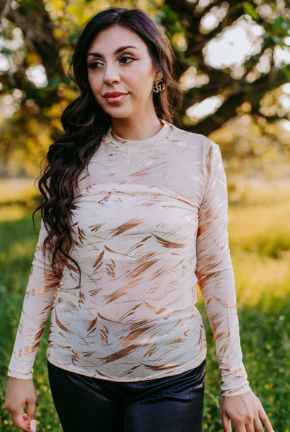 Gold Paint Mesh Top-Mesh Top-Deadwood South Boutique & Company LLC-Deadwood South Boutique, Women's Fashion Boutique in Henderson, TX