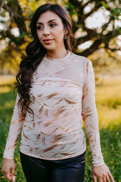 Gold Paint Mesh Top-Mesh Top-Deadwood South Boutique & Company LLC-Deadwood South Boutique, Women's Fashion Boutique in Henderson, TX