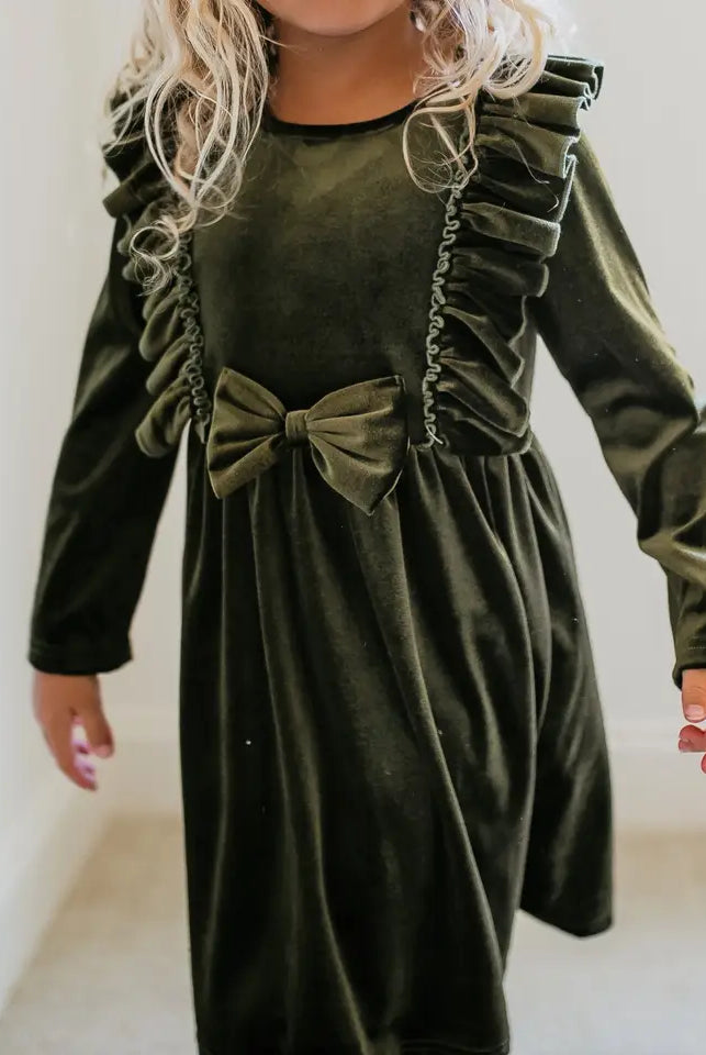 Holiday Ruffle Bow Party Dress-childrens-Deadwood South Boutique & Company LLC-Deadwood South Boutique, Women's Fashion Boutique in Henderson, TX