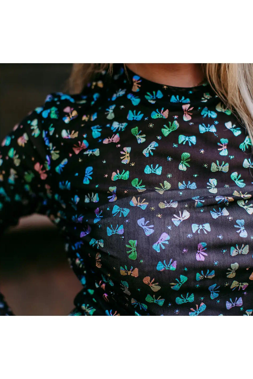 Colorful Bow Mesh Top-Tops & Tees-Deadwood South Boutique & Company LLC-Deadwood South Boutique, Women's Fashion Boutique in Henderson, TX