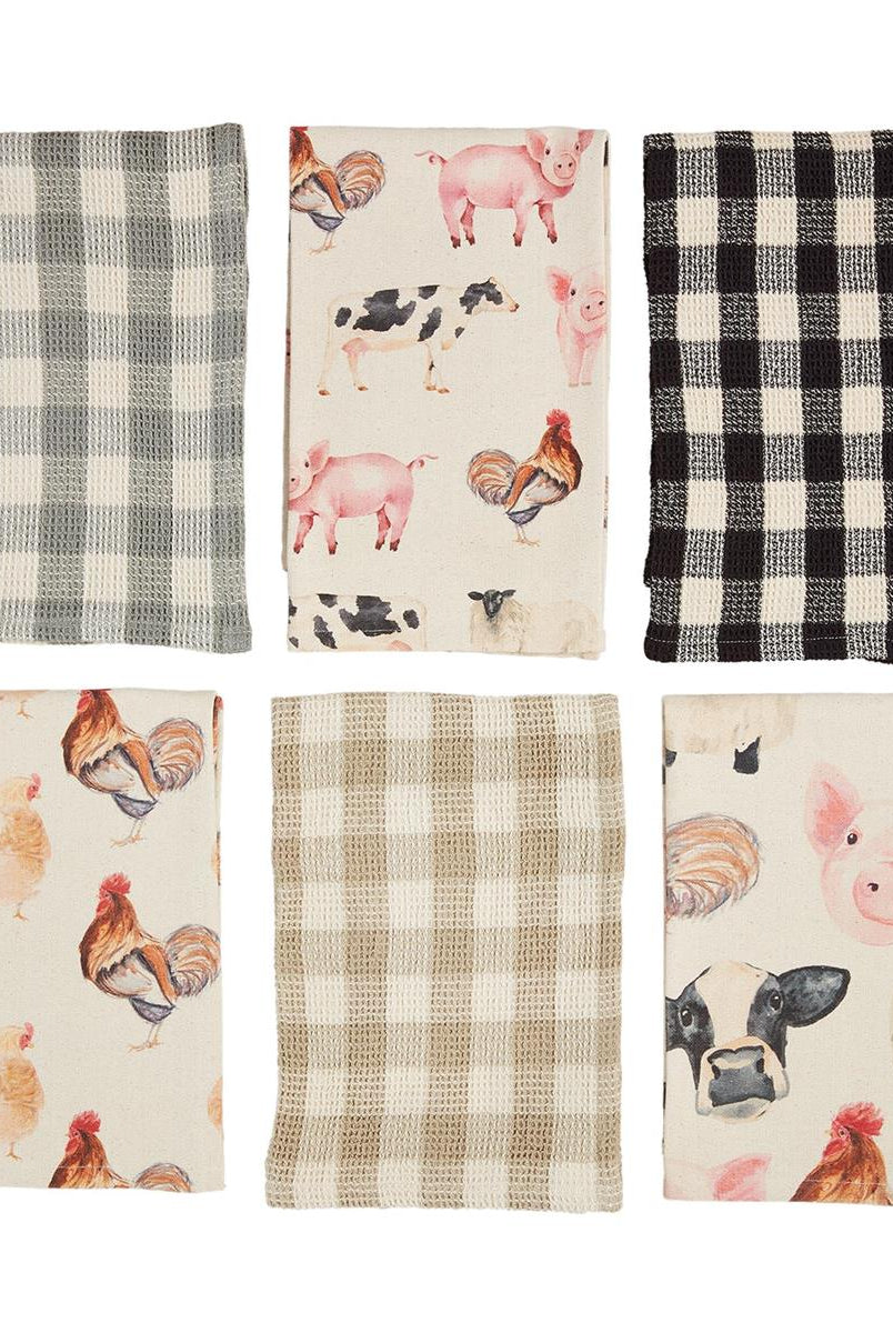 Mud Pie Farm Animal & Checkered Towels-Home Decor & Gifts-Deadwood South Boutique & Company-Deadwood South Boutique, Women's Fashion Boutique in Henderson, TX