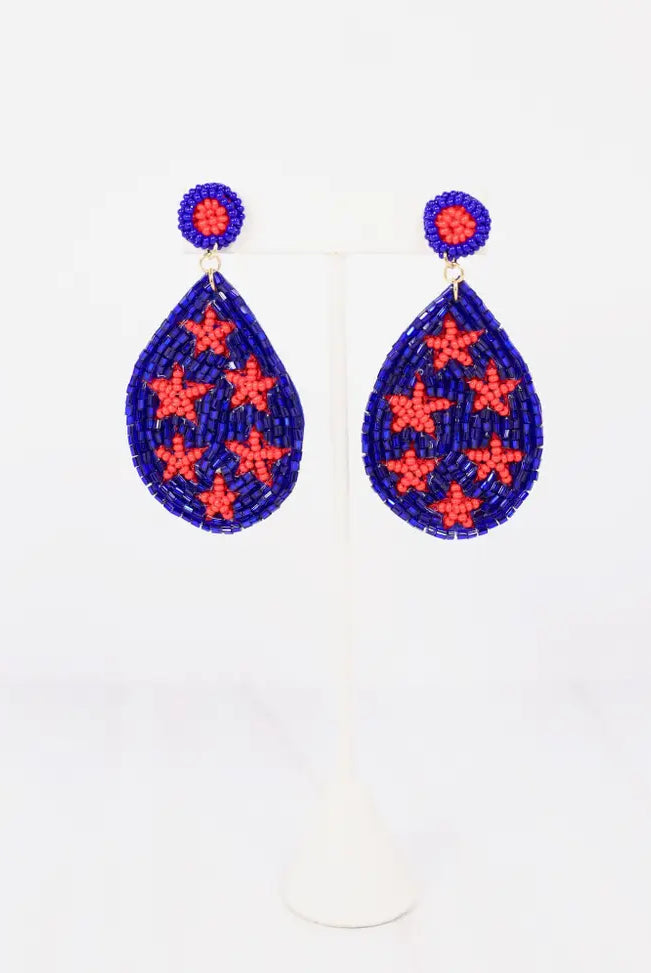 Clinton Star Beaded Earrings-Earrings-Deadwood South Boutique & Company-Deadwood South Boutique, Women's Fashion Boutique in Henderson, TX