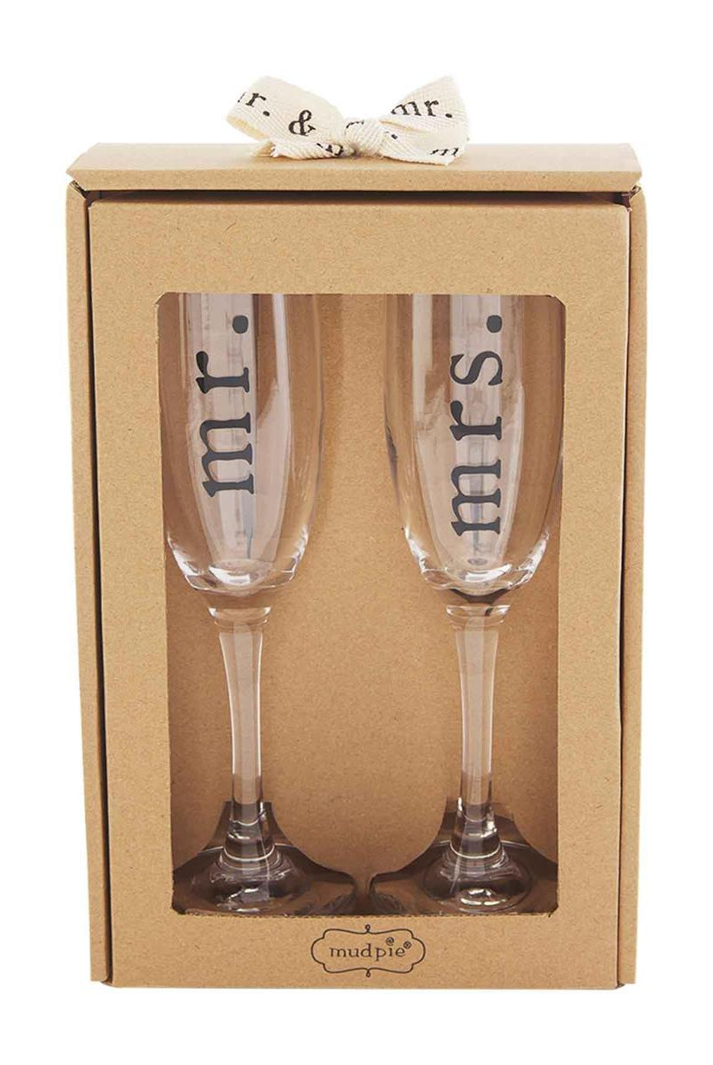 Mud Pie Mr. and Mrs. Champagne Flute Set-Home Decor & Gifts-Deadwood South Boutique & Company-Deadwood South Boutique, Women's Fashion Boutique in Henderson, TX