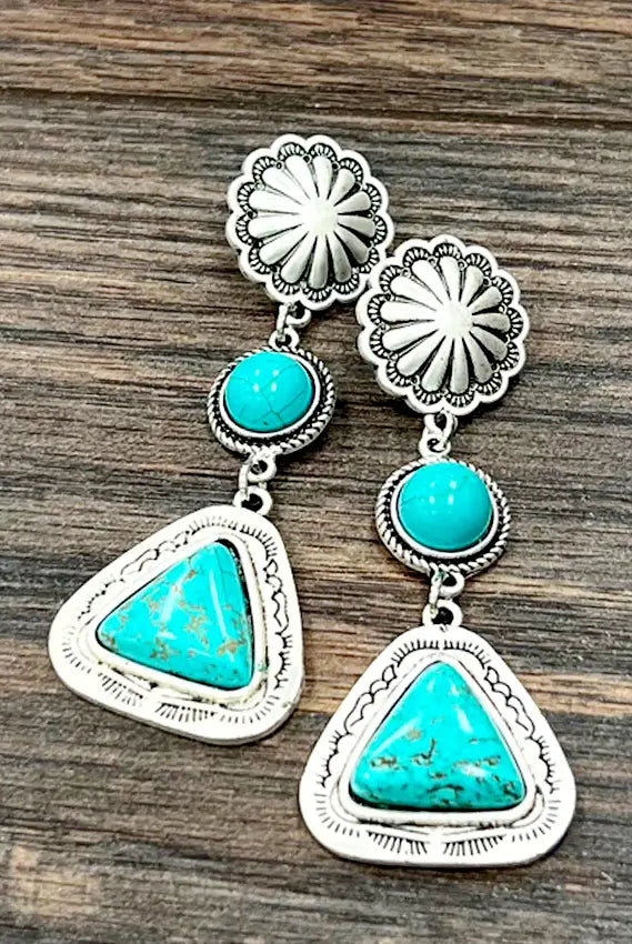 Make a Statement Turquoise Fashion Earrings-Jewelry-Deadwood South Boutique & Company LLC-Deadwood South Boutique, Women's Fashion Boutique in Henderson, TX