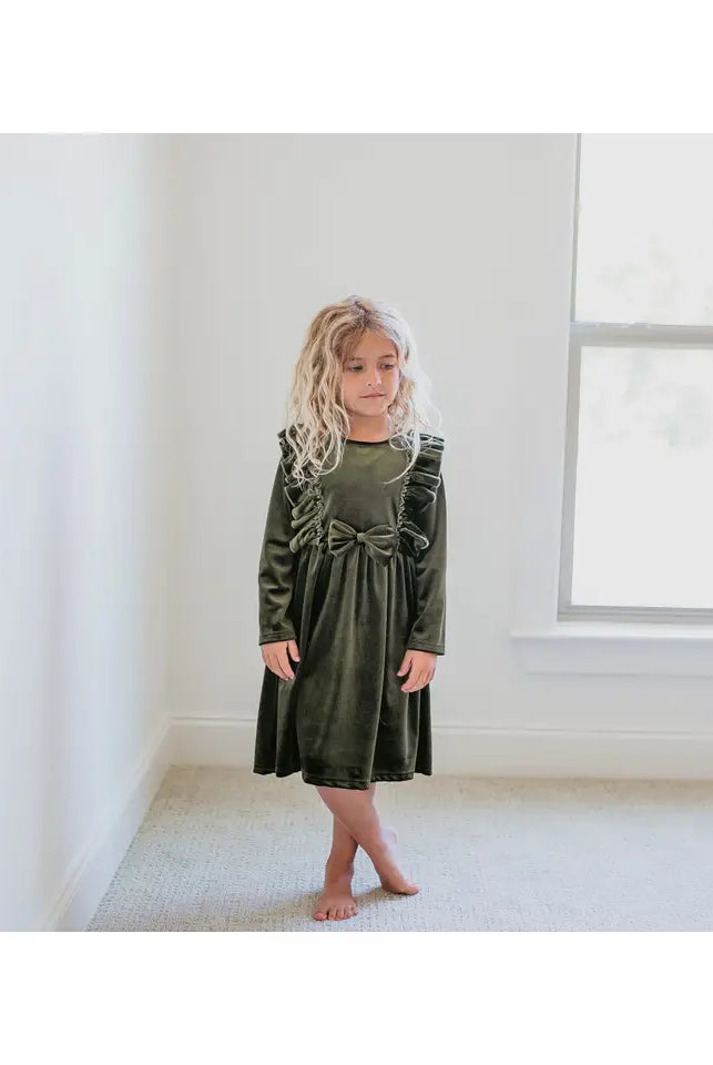 Holiday Ruffle Bow Party Dress-childrens-Deadwood South Boutique & Company LLC-Deadwood South Boutique, Women's Fashion Boutique in Henderson, TX