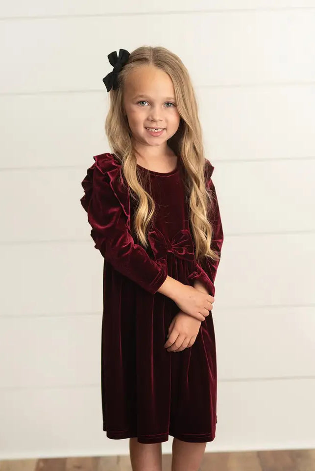 Holiday Ruffle Bow Party Dress-childrens-Deadwood South Boutique & Company LLC-Deadwood South Boutique, Women's Fashion Boutique in Henderson, TX