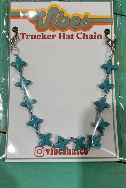 Vibes Turquoise Fashion Cross Trucker Cap Chain-Accessories-Deadwood South Boutique & Company-Deadwood South Boutique, Women's Fashion Boutique in Henderson, TX