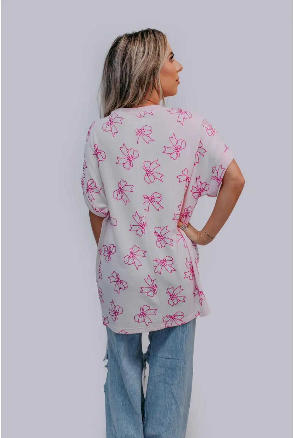 Bailey Oversized Bow Tee-Tops & Tees-Deadwood South Boutique & Company LLC-Deadwood South Boutique, Women's Fashion Boutique in Henderson, TX