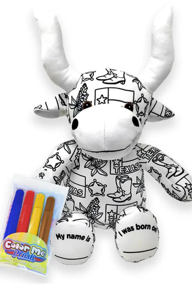 Texas Color Me Plush Animal-Toys-Deadwood South Boutique & Company-Deadwood South Boutique, Women's Fashion Boutique in Henderson, TX