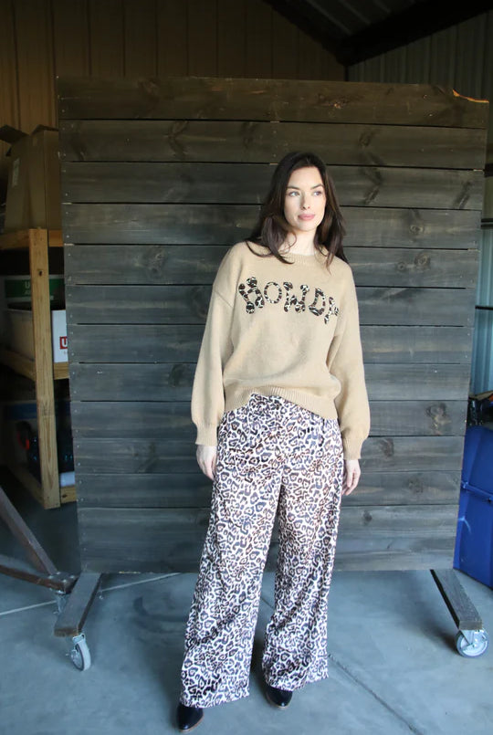 Leopard Velvet Wide Leg Trouser Pant-Trouser Pant-Deadwood South Boutique & Company LLC-Deadwood South Boutique, Women's Fashion Boutique in Henderson, TX